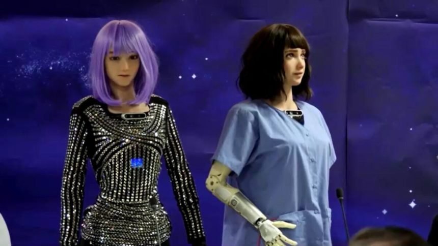 نشست خبری ربات‌ها در مقر سازمان ملل متحد در ژینو